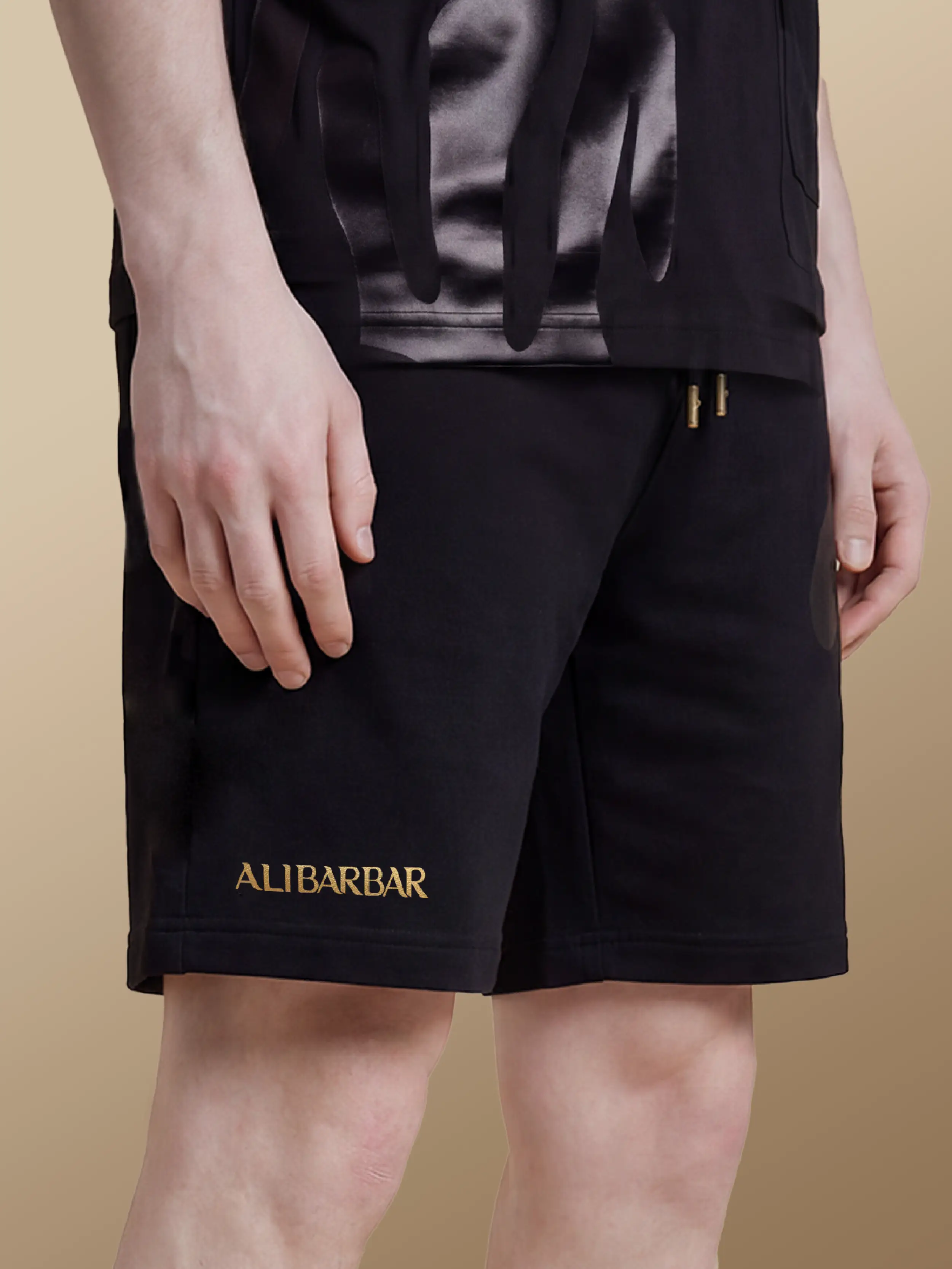 Men's Shadow Print Shorts — Grey Face 4