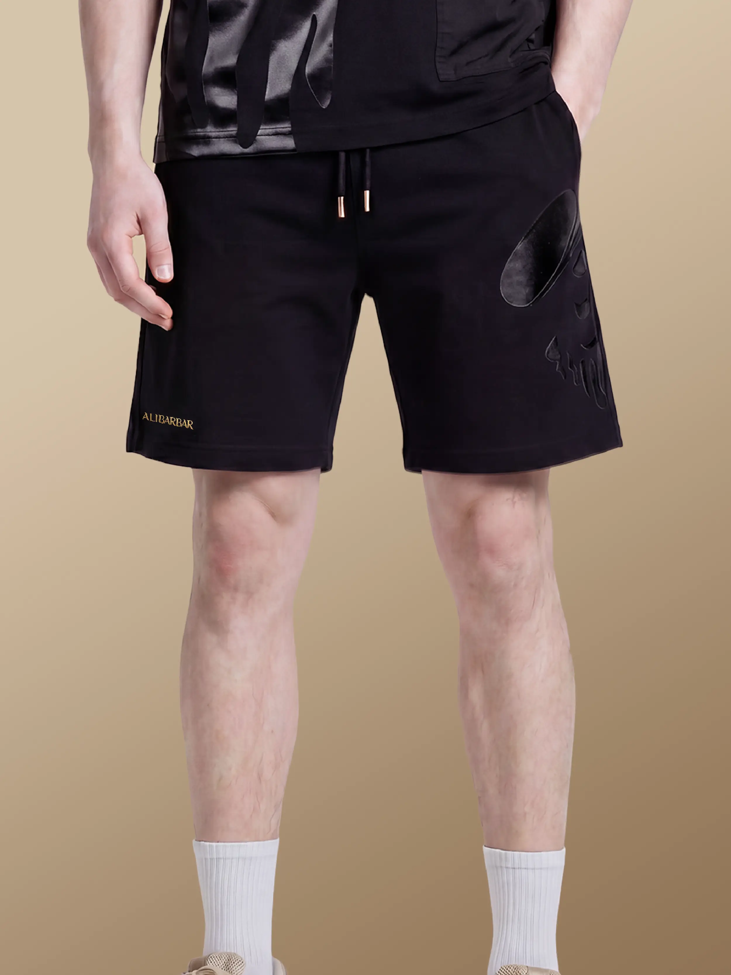 Men's Shadow Print Shorts — Grey Face